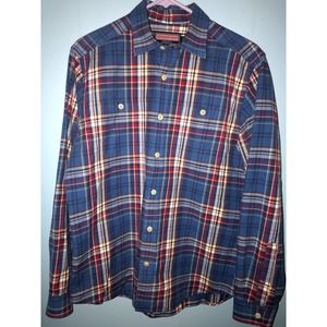 Vineyard Vines Men's Size M Button Up Plaid 100% Cotton Edgar Shirt Blue